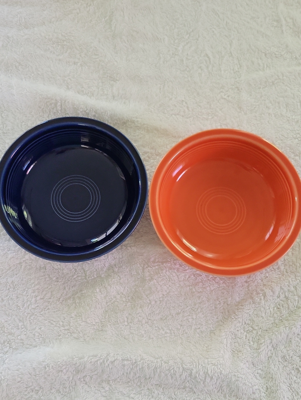 Fiesta Ceramic 7" Serving Bowls in Cobolt Blue and Orange - Pair